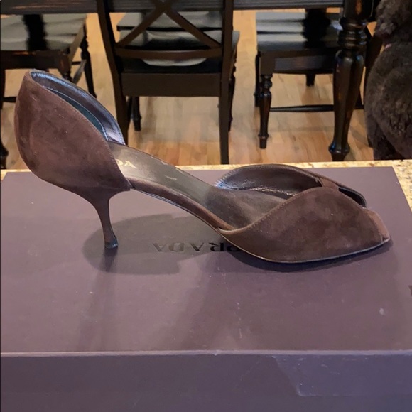 Prada Shoes - Prada brown suede heels